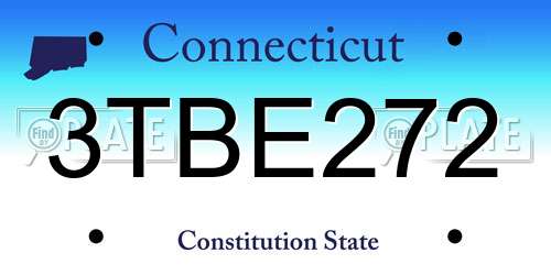 3TBE272 Connecticut License Plate
