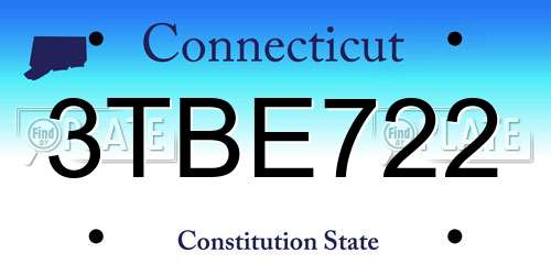 3TBE722 Connecticut License Plate