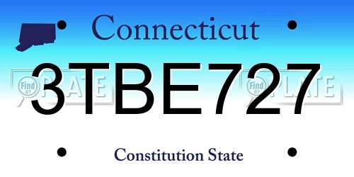 3TBE727 Connecticut License Plate