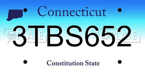 3TBS652 Connecticut License Plate