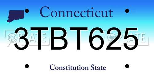 3TBT625 Connecticut License Plate