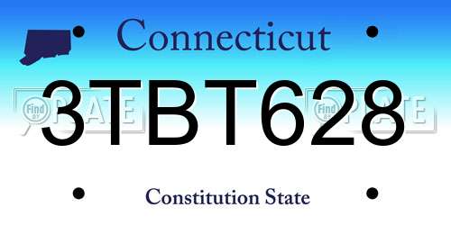 3TBT628 Connecticut License Plate