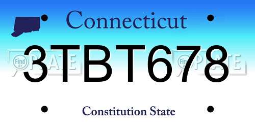 3TBT678 Connecticut License Plate
