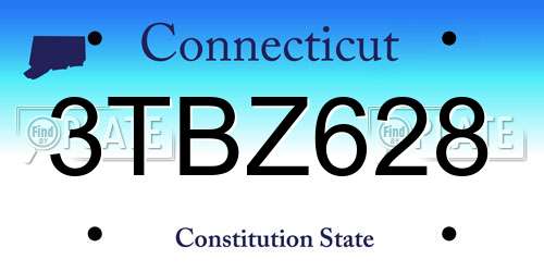 3TBZ628 Connecticut License Plate