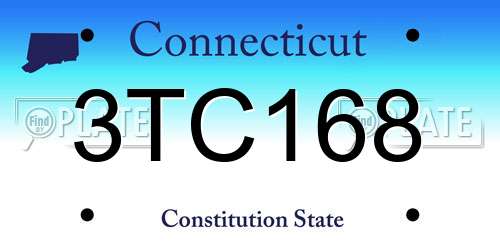 3TC168 Connecticut License Plate