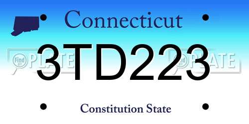 3TD223 Connecticut License Plate