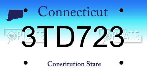 3TD723 Connecticut License Plate