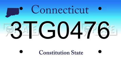 3TG0476 Connecticut License Plate