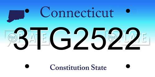 3TG2522 Connecticut License Plate