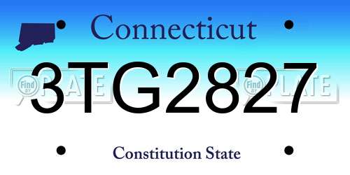 3TG2827 Connecticut License Plate
