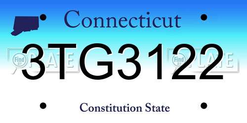 3TG3122 Connecticut License Plate