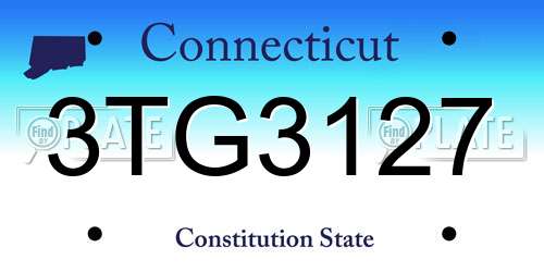 3TG3127 Connecticut License Plate