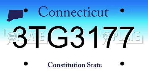 3TG3177 Connecticut License Plate