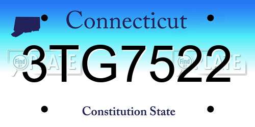 3TG7522 Connecticut License Plate