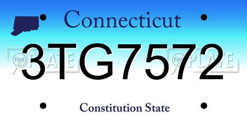 3TG7572 Connecticut License Plate