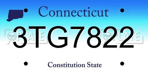 3TG7822 Connecticut License Plate