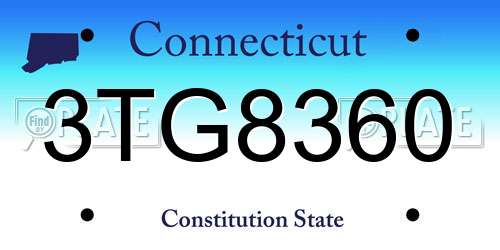 3TG8360 Connecticut License Plate
