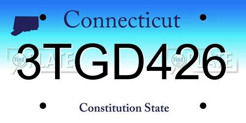 3TGD426 Connecticut License Plate