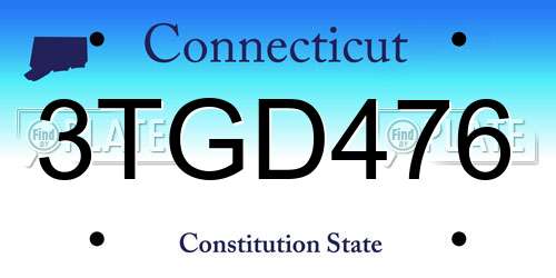 3TGD476 Connecticut License Plate