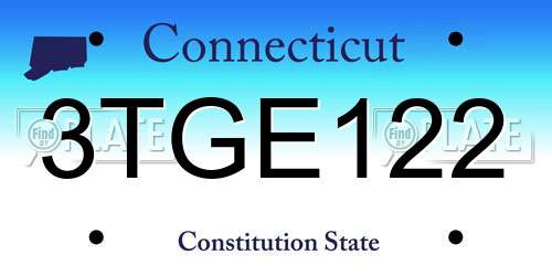 3TGE122 Connecticut License Plate