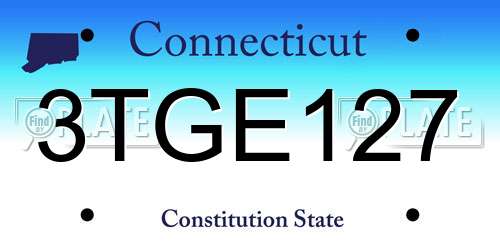 3TGE127 Connecticut License Plate