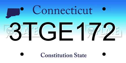 3TGE172 Connecticut License Plate