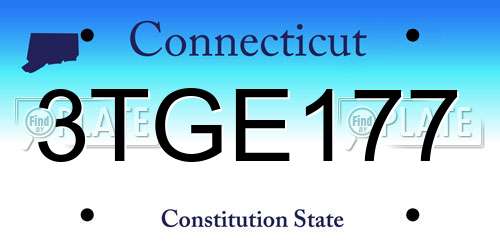 3TGE177 Connecticut License Plate