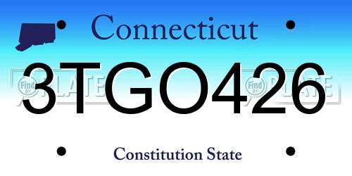 3TGO426 Connecticut License Plate