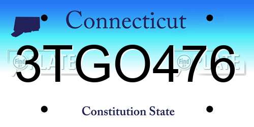 3TGO476 Connecticut License Plate