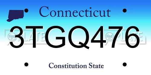 3TGQ476 Connecticut License Plate