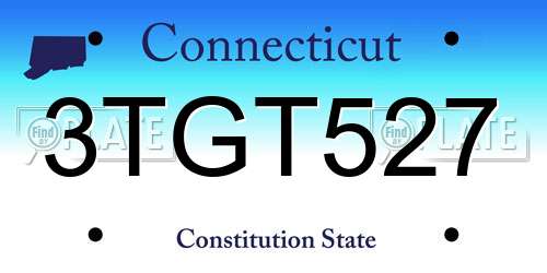 3TGT527 Connecticut License Plate