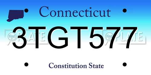 3TGT577 Connecticut License Plate