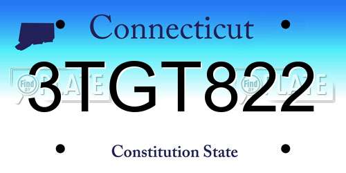 3TGT822 Connecticut License Plate