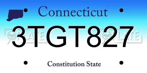 3TGT827 Connecticut License Plate