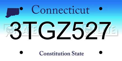3TGZ527 Connecticut License Plate