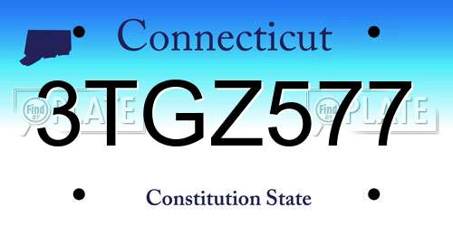 3TGZ577 Connecticut License Plate