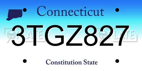3TGZ827 Connecticut License Plate