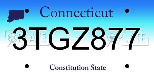 3TGZ877 Connecticut License Plate