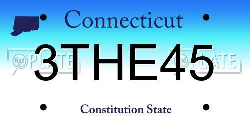 3THE45 Connecticut License Plate