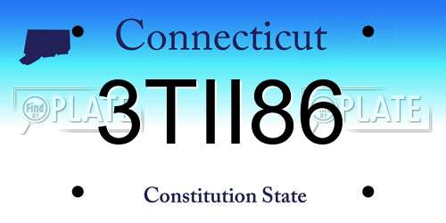 3TII86 Connecticut License Plate