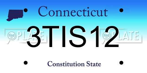 3TIS12 Connecticut License Plate