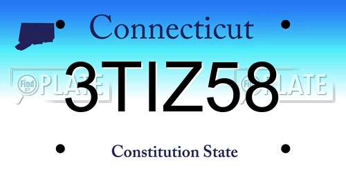 3TIZ58 Connecticut License Plate