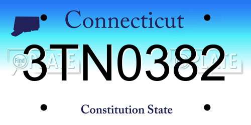 3TN0382 Connecticut License Plate