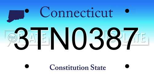 3TN0387 Connecticut License Plate