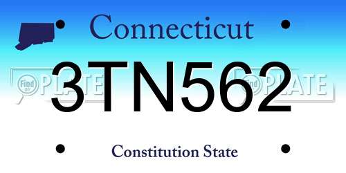 3TN562 Connecticut License Plate