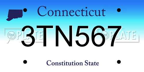 3TN567 Connecticut License Plate