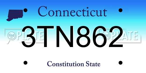 3TN862 Connecticut License Plate