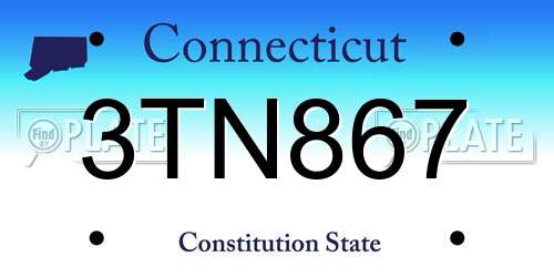 3TN867 Connecticut License Plate