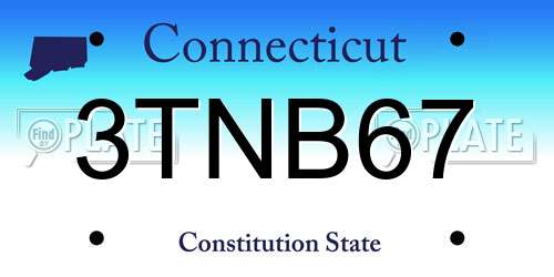 3TNB67 Connecticut License Plate