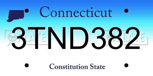 3TND382 Connecticut License Plate